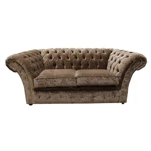 Chesterfield 2 Seater Sofa Settee Modena Latte Brown Velvet In Balmoral Style