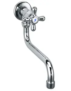 Ferro Single Knob Vintage Crosshead Cold Water Wall Mounted Swivel Kitchen Tap Faucet