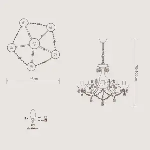 Matteo 5-Light Chrome Chandelier With Smoked Acrylic Shades - Energy Class A