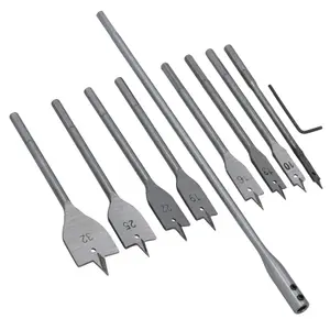 10pc Flat Wood Spade Drill Hex Shank With Extension Bar 6-32mm