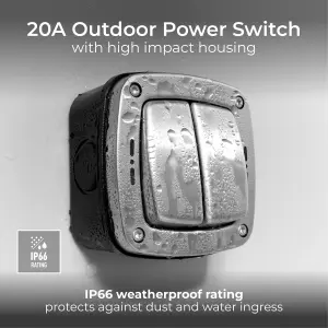 BG Weatherproof Outdoor Double Switch, 2 Way, LED, Stainless Steel