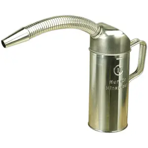 1 Litre Tin-Plated Metal Measuring Jug with Flexible Spout and Pouring Handle