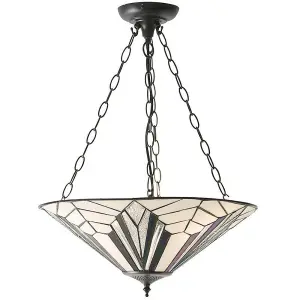 Tiffany Glass Hanging Ceiling Pendant Light Dark Bronze 3 Lamp Shade i00075