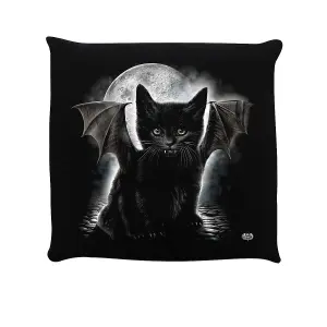 Spiral Bat Cat Filled Cushion Black (One Size)