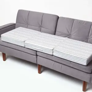 Homescapes Grey Stripe Cotton Orthopaedic Foam 3 Seater Booster Cushion