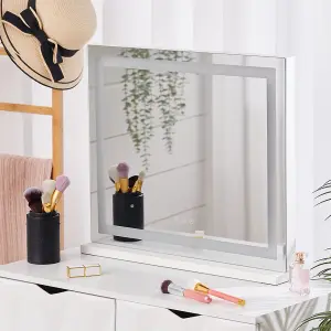 Rectangle Hollywood Lighted LED Vanity Makeup Mirror Dressing Table Mirror Touch Control Dimmable 50x42 cm