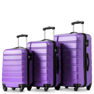 ABS Hard Shell Travel Trolley Suitcase 4 wheel Luggage Set Hand Luggage, (28 Inch, Purple)