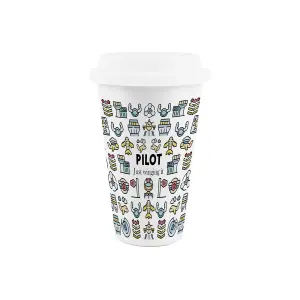 Pilot Ceramic Travel Mug - Novelty Aircraft Pilot/Aviator Gifts/Presents - Double-Walled Insulated Drinks Flask Cup