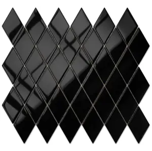 Glass mosaic on mesh for bathroom or kitchen 25cm x 29.2cm - Black net