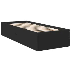 Berkfield Bed Frame without Mattress Black 75x190 cm Small Single Engineered Wood