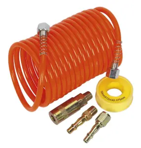 Sealey Air Hose Kit 5m x 5mm PE Coiled with Connectors