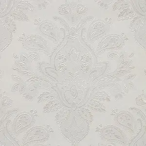 GoodHome Abeli White Metallic effect Russian damask Textured Wallpaper