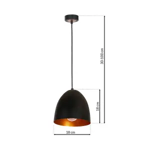 Milagro Vegas Hand Made Designer Pendant Light Matt Black And Copper / Rose Gold