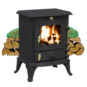 4.5kW Cast Iron Solid Multifuel Wood Burning Stove + Firewood Starter Kit