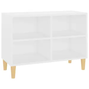 Berkfield TV Cabinet with Solid Wood Legs White 69.5x30x50 cm