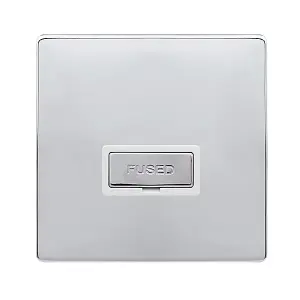 Polished Chrome Screwless Plate 13A Fused Ingot Connection Unit - White Trim - SE Home