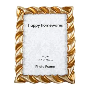 Modern Designer Resin 5x7 Picture Frame with 3D Ripple Edge in Two Tone Gold