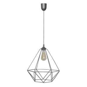 Luminosa Karo Wire Frame Pendant Ceiling Light Grey 35cm