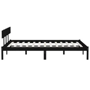 Berkfield Bed Frame Black Solid Wood Pine 180x200 cm Super King Size