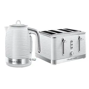 Russell Hobbs Inspire Kettle & 4 Sl Toaster Set White