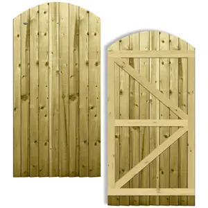 Premier Garden Supplies Pedestrian Gate 180cm (6ft) High x 90cm Wide Feather Edge Arch Top Fully Framed Single Swing Gate