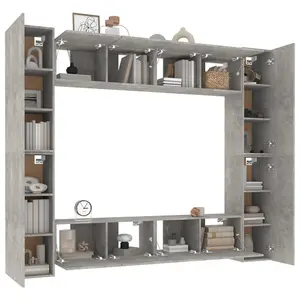 Berkfield 8 Piece TV Cabinet Set Concrete Grey Engineered Wood