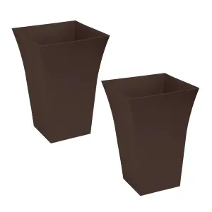 simpa 2PC Brown Large Milano Plastic Planters.