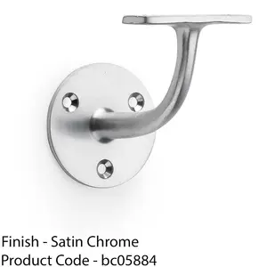 Heavy Duty Stair Handrail Bannister Bracket Arm - Satin Chrome 82mm Proj Holder