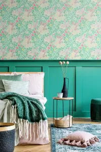 Hoopla Walls Lily Ogee Mint Green Smooth Matt Wallpaper