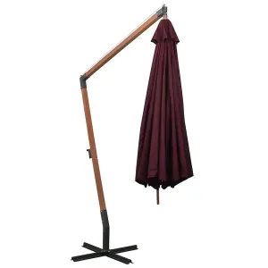 Berkfield Hanging Parasol with Pole Bordeaux Red 3.5x2.9 m Solid Fir Wood