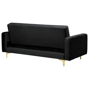 3 Seater Sofa ABERDEEN Black Velvet