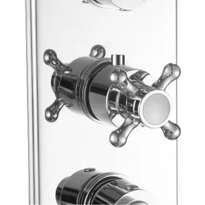 ENKI Regent Chrome White Crosshead 3-Outlet Solid Brass Thermostatic Triple Shower Valve TSV071