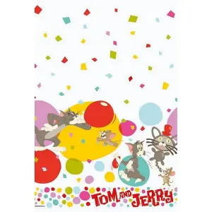 Tom & Jerry Paper Party Table Cover White/Multicoloured (One Size)