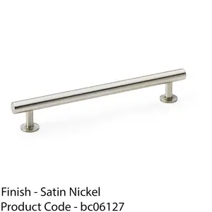 Round T Bar Pull Handle - Satin Nickel - 160mm Centres SOLID BRASS Drawer Door