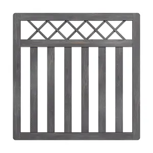 4x4ft Outdoor Grey Cross Top Garden Wooden Gate Fence Patio Gate