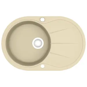 Berkfield Granite Kitchen Sink Single Basin Oval Beige