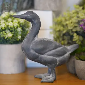 Cast Iron Duck Lead Finish Metal Statue Animal Home Garden Ornament Sculpture