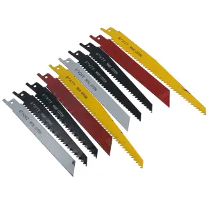 10pc Reciprocating Saw Blade Set Blades Wood Metal Cutting 1/2in Shank