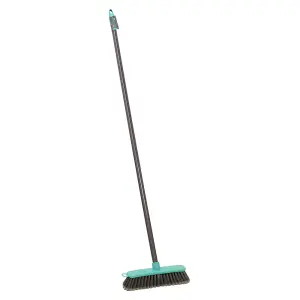 JVL Lightweight Indoor Angled Soft Bristle Sweeping Brush Broom, Grey/Turquoise