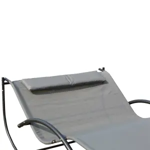 Outsunny Hammock Chair Sun Bed Rock Seat w/ Metal Texteline W/ Pillow Grey