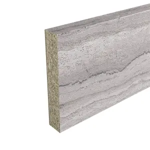 GoodHome Berberis Matt Grey Travertine effect Laminate & particle board Upstand (L)3000mm