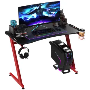 HOMCOM Gaming Desk with Gamepad Holder Cup Holder Headphone Hook 122cm