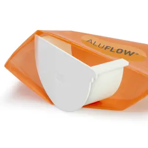 Aluflow White Half round Left-hand Gutter stop end, (L)20mm (W)131mm