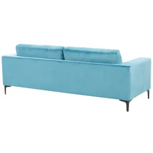 3 Seater Velvet Sofa Light Blue VADSTENA