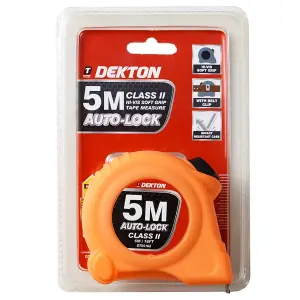 Dekton Hi Vis Orange Soft Grip Autolock Tape Measure