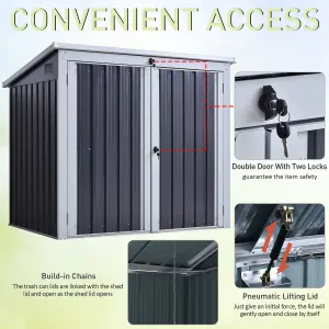 Outsunny 2-Bin Corrugated Steel Rubbish Storage Shed w/ Locking Doors Lid Unit