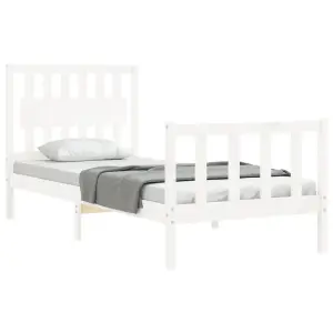 Berkfield Bed Frame with Headboard White 90x200 cm Solid Wood