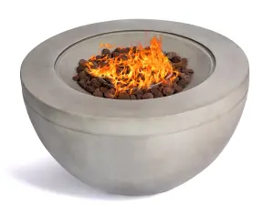 MDA Designs TABITI Light Grey Lavish Garden and Patio Fire Pit with Eco-Stone Finish