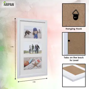 Arpan MDF Multi Aperture Photo Frame 3 Aperture 6x4 or 4x6" White