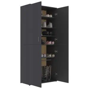 Berkfield Shoe Cabinet Grey 80x39x178 cm Engineered Wood